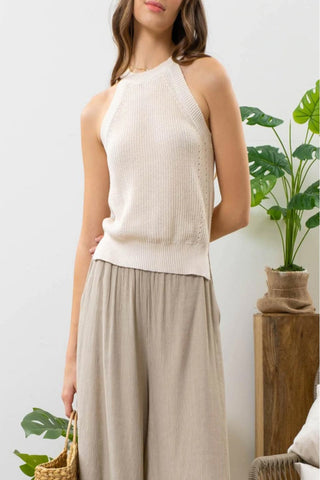 Second Chance Solid Knit Sweater Halter Top