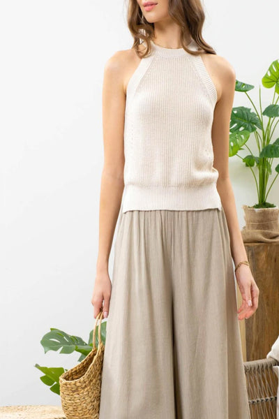 Second Chance Solid Knit Sweater Halter Top