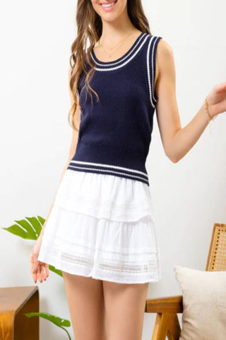 Sail Away Varsity Sweater Vest Top