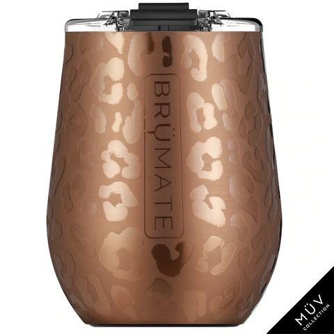 BrüMate Uncork’d XL Insulated Wine Tumbler- Gold Leopard