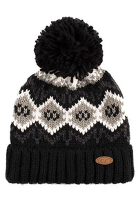 C.C Beanie Hat-7010 Black print