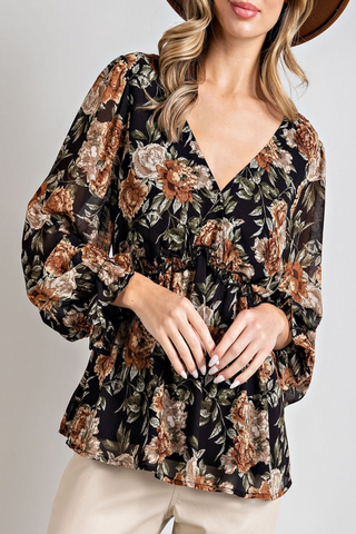 Ever Since Floral Print Peplum Top