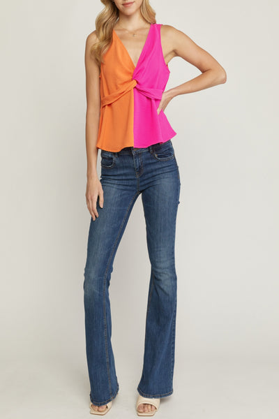 Summer Sunsets Colorblock Knot Top