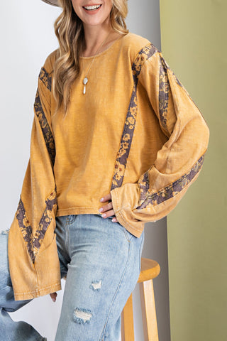 End Of Summer Floral Mix Print Cotton Slub Top