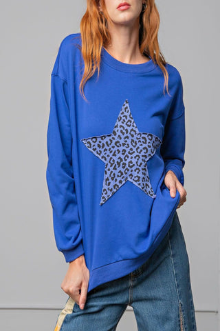 All Of The Lights Animal Print Star Patch Pullover