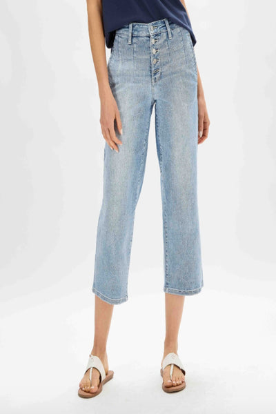 Lana Button Fly Crop Wide Leg Jeans