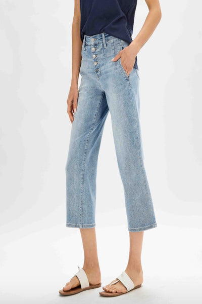Lana Button Fly Crop Wide Leg Jeans