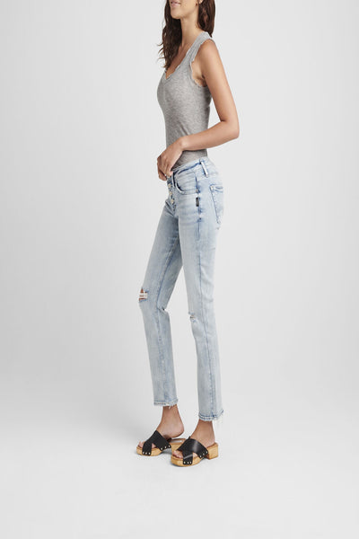 Suki Distressed Straight Crop Jeans