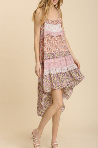 Dance Around It Mixed Print Tiered Ruffle Dress