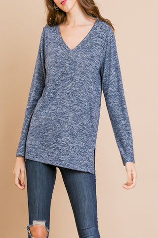 September Heathered Brushed Knit Top
