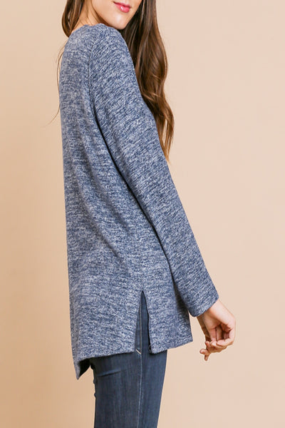 September Heathered Brushed Knit Top