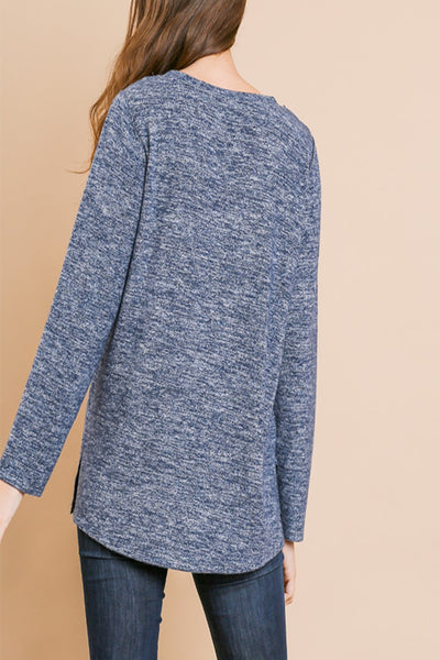 September Heathered Brushed Knit Top