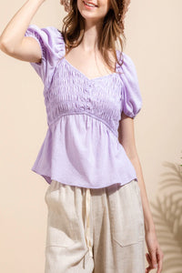 Sweet Morning Solid Smocked Top