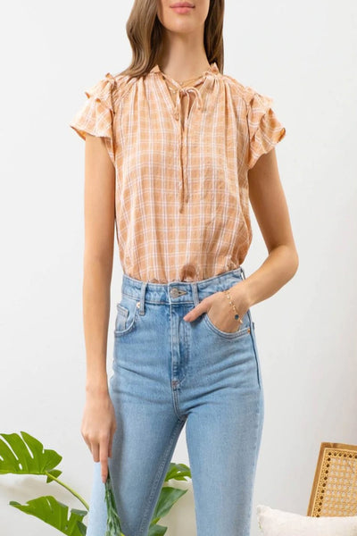 Nice To Meet You Grid Print Top