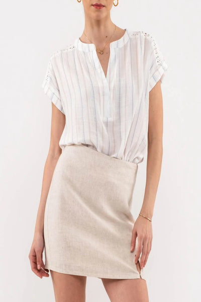 I’ll Be Alright Shoulder Line Lace Striped Top