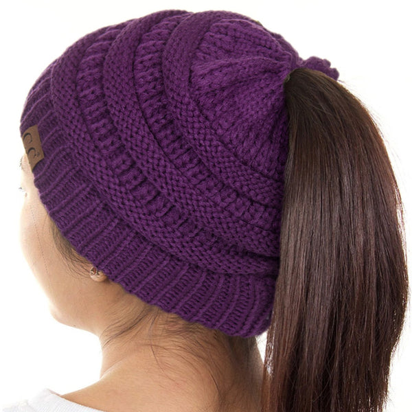 C.C Messy Bun Ponytail Beanie