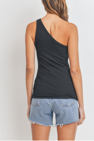 Dancing On My Own One Shoulder Rib Knit Top