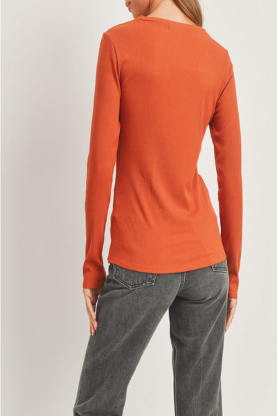 Rumor Has It  Micro Ribbed Knit Front Cutout Top