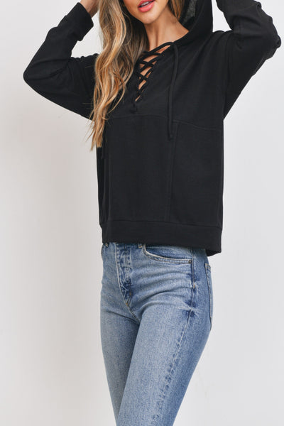 Be Happy Lace-Up Hoodie