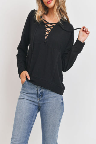 Be Happy Lace-Up Hoodie