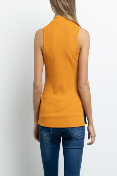 Take Your Time Micro Ribbed Mock Neck Top