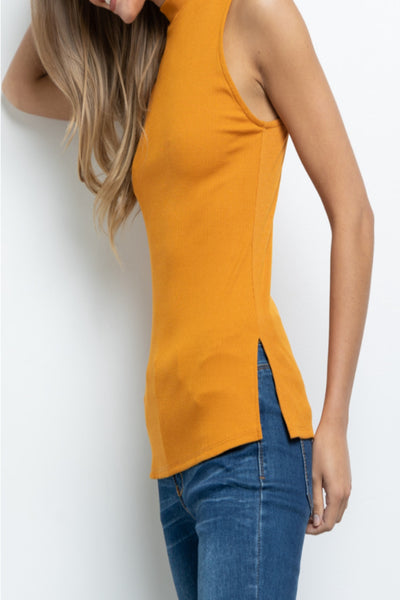 Take Your Time Micro Ribbed Mock Neck Top