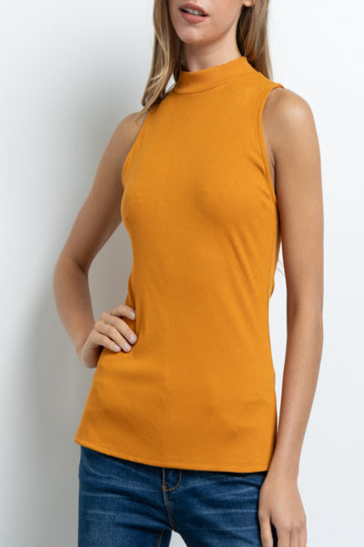 Take Your Time Micro Ribbed Mock Neck Top