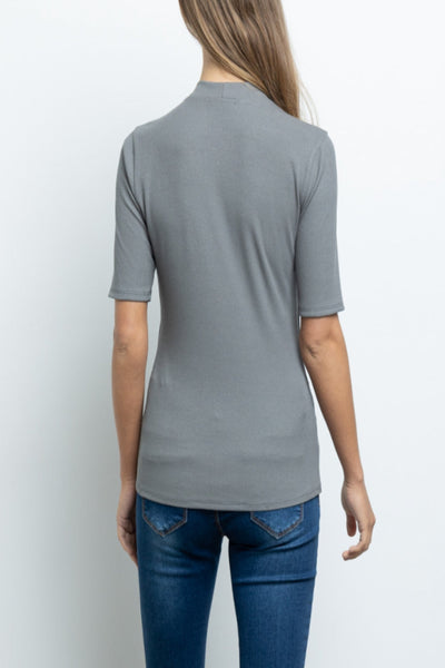 We’ll Meet Again Micro Ribbed Mock Neck Top
