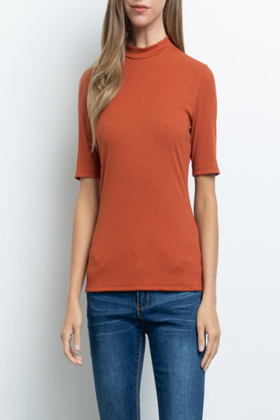 We’ll Meet Again Micro Ribbed Mock Neck Top