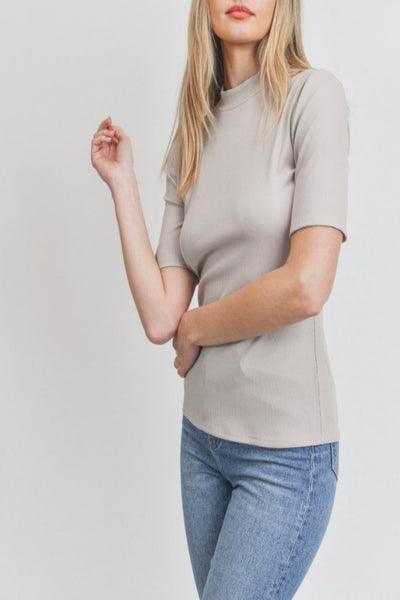 We’ll Meet Again Micro Ribbed Mock Neck Top