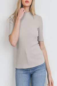 We’ll Meet Again Micro Ribbed Mock Neck Top