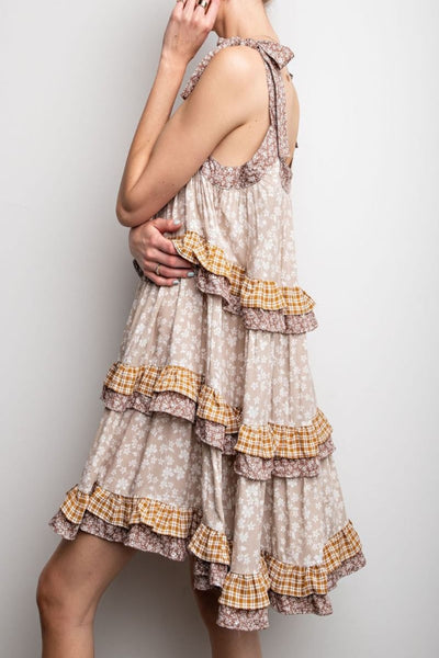 Daydream Mixed Print Rayon Challie Dress