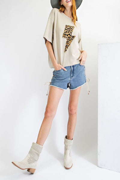 In My Time Lace Up Denim Shorts