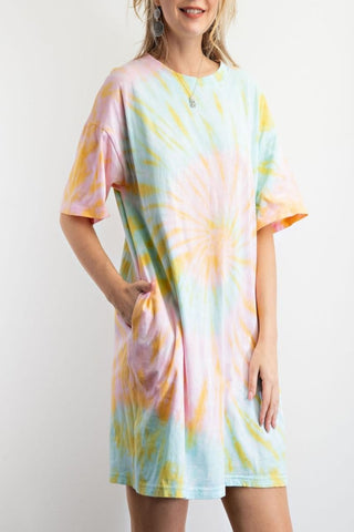 Retrograde Wave Tie-Dye T-Shirt Dress