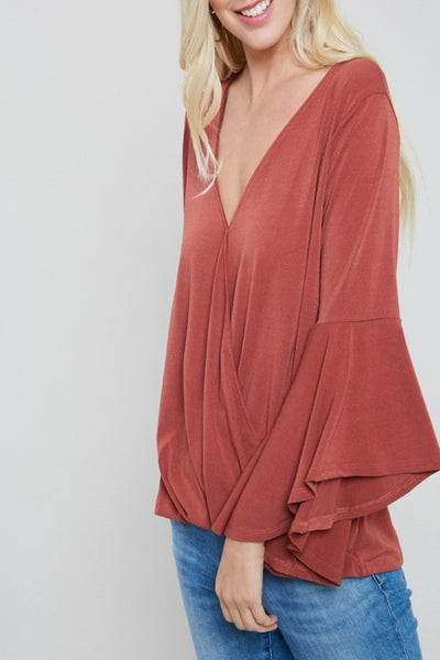 Surplice Bell-Sleeve Top
