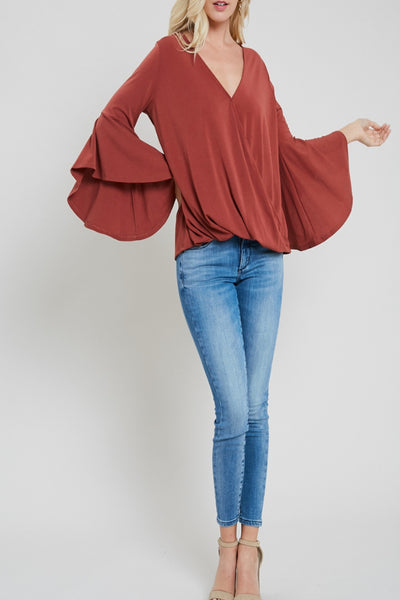 Surplice Bell-Sleeve Top