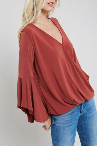 Surplice Bell-Sleeve Top
