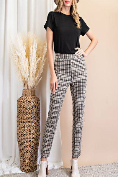Autumn Leaves Check Slim Leg Pants