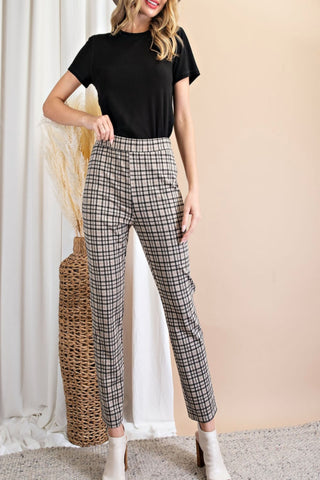 Autumn Leaves Check Slim Leg Pants