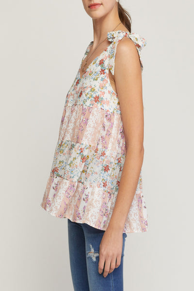 As It Was Floral Print Babydoll Top