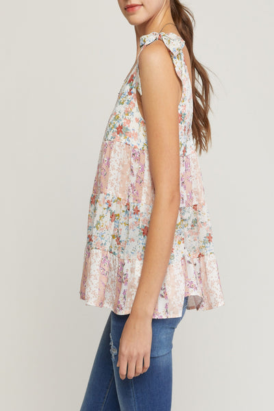 As It Was Floral Print Babydoll Top