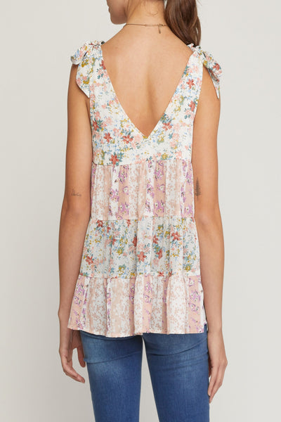 As It Was Floral Print Babydoll Top