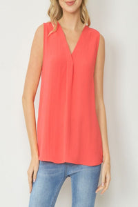 Loving Is Easy Crinkle Fabric Sleeveless Top