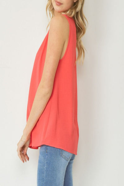 Loving Is Easy Crinkle Fabric Sleeveless Top