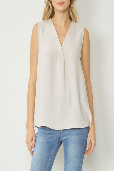 Loving Is Easy Crinkle Fabric Sleeveless Top