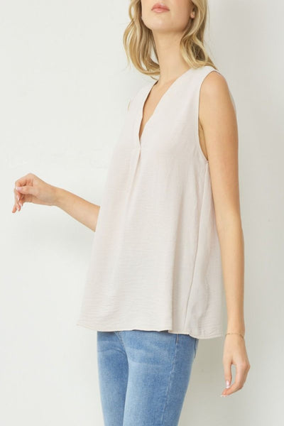 Loving Is Easy Crinkle Fabric Sleeveless Top