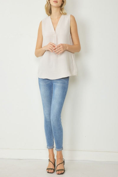 Loving Is Easy Crinkle Fabric Sleeveless Top