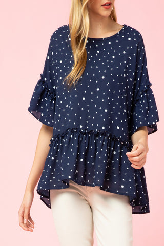 Dotted Asymmetrical-Hem Top