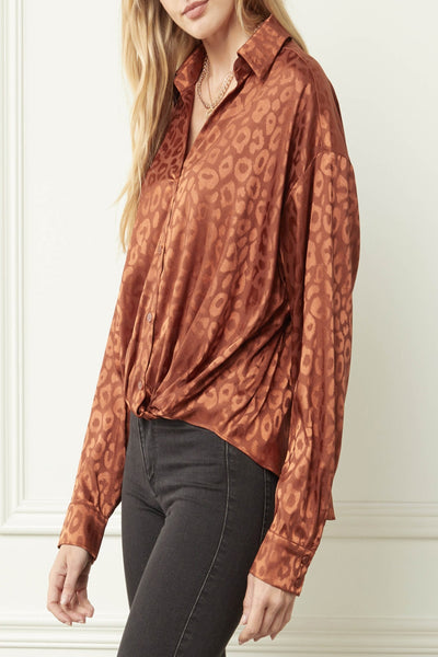 Concrete Jungle Satin Leopard Print Top
