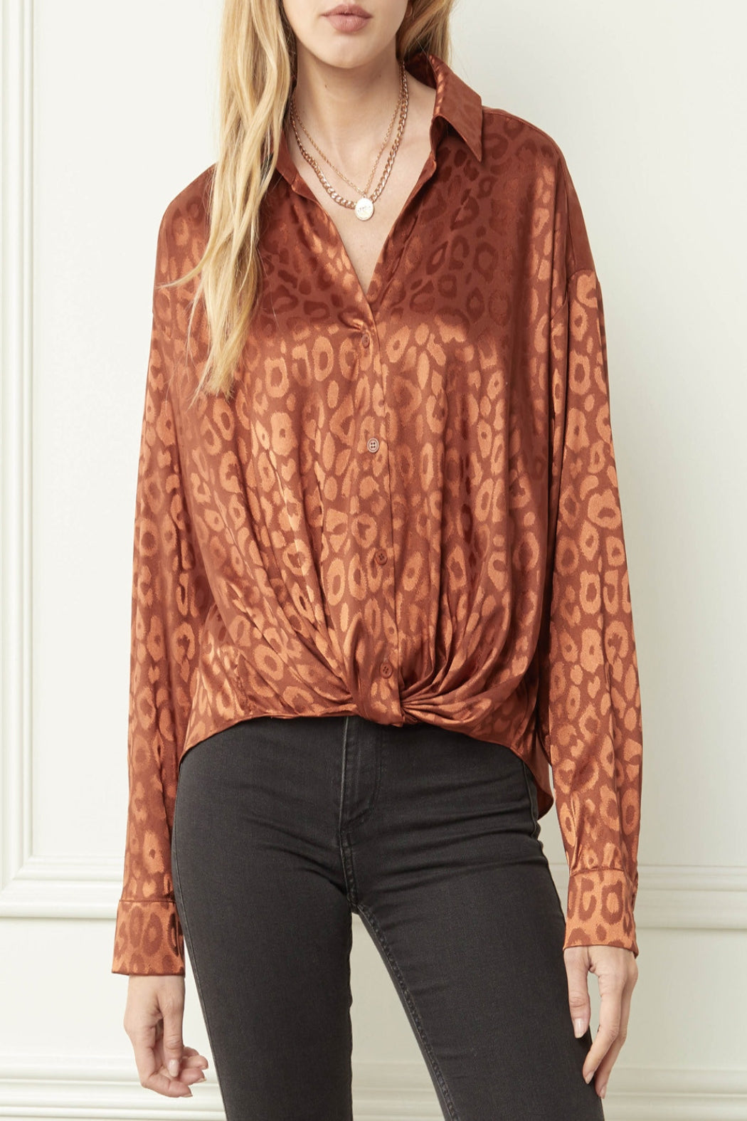 Concrete Jungle Satin Leopard Print Top
